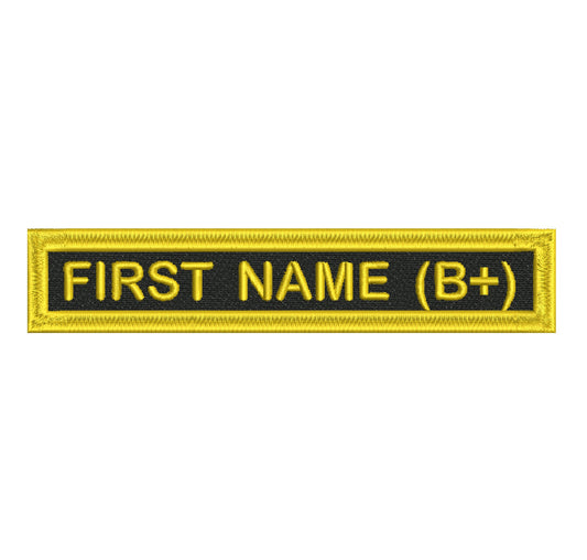 First Name Patch with Blood Group 10 inch