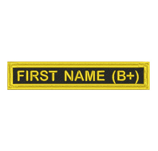 First Name Patch with Blood Group 5 inch